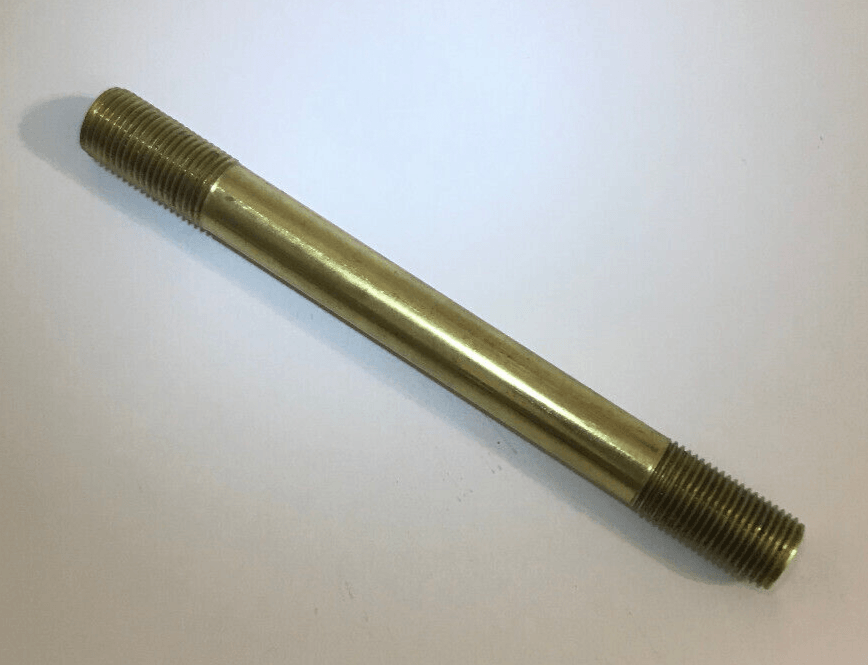 New 4" Solid Unfinished Brass Threaded Lamp Pipe, 1/8 IP (3/8") #BP300U - Stone Door Lamps
