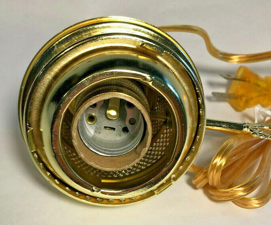 New Brass Electric Burner With 6ft. Gold Cord for Aladdin Brand Lamps #EB243 - Stone Door Lamps