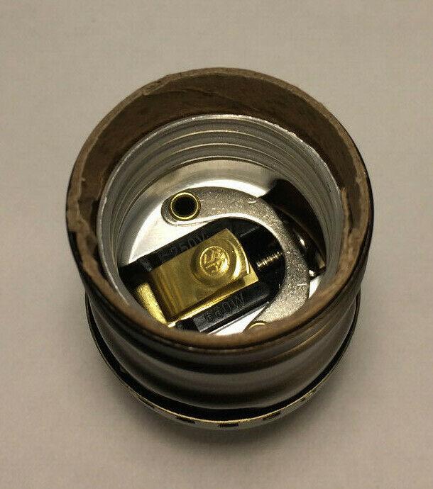 New Short Keyless Lamp Socket, Medium Base, Antique Brass Plated Finish #CS348A - Stone Door Lamps