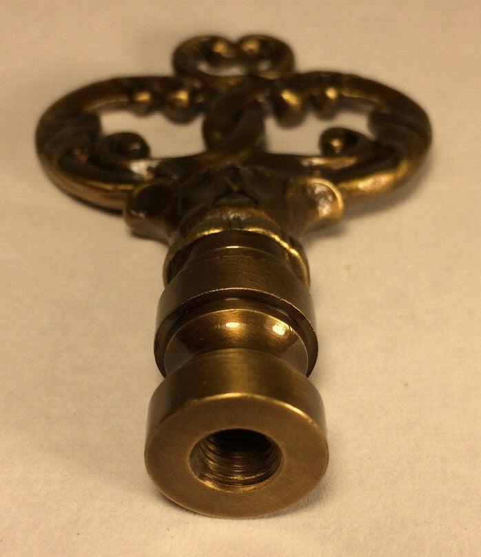 New 3" Victorian Style Cast Metal Lamp Harp Finial w/ Antique Finish, #LF075A