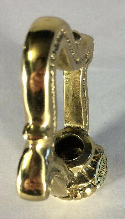 New 2 3/4" Ht. 1920s Style Fixture Loop With Wire Way, Polished Brass 1/8F FL938 - Stone Door Lamps