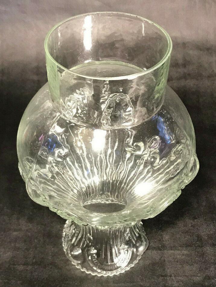 New 3" x 8 1/2" Clear Embossed Glass Princess Feather Lamp Chimney, F/ #2 burner - Stone Door Lamps