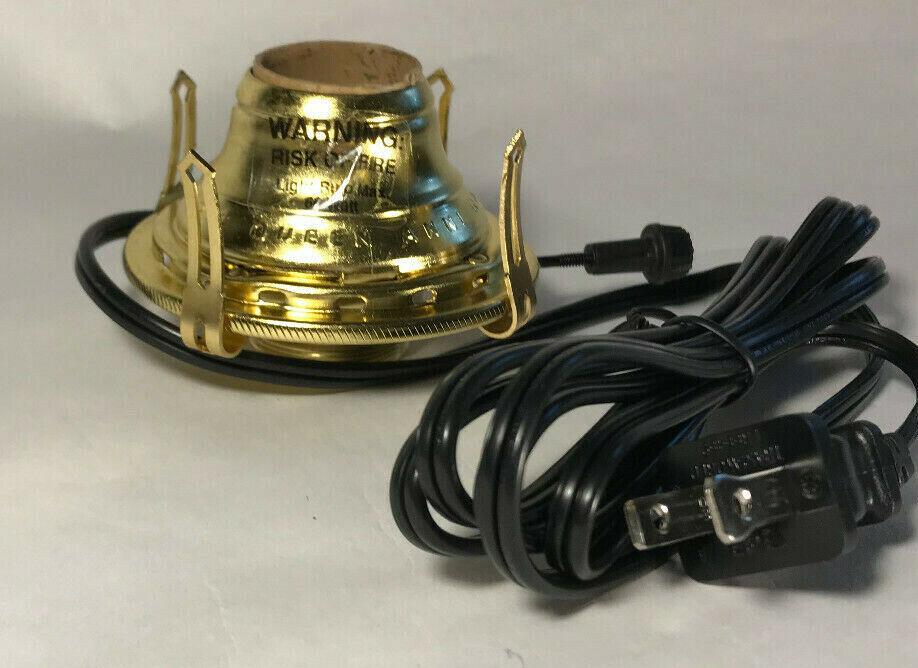 New Solid Brass #2 Queen Anne Electric Lamp Burner With 6 ft. Black Cord EB211BK - Stone Door Lamps