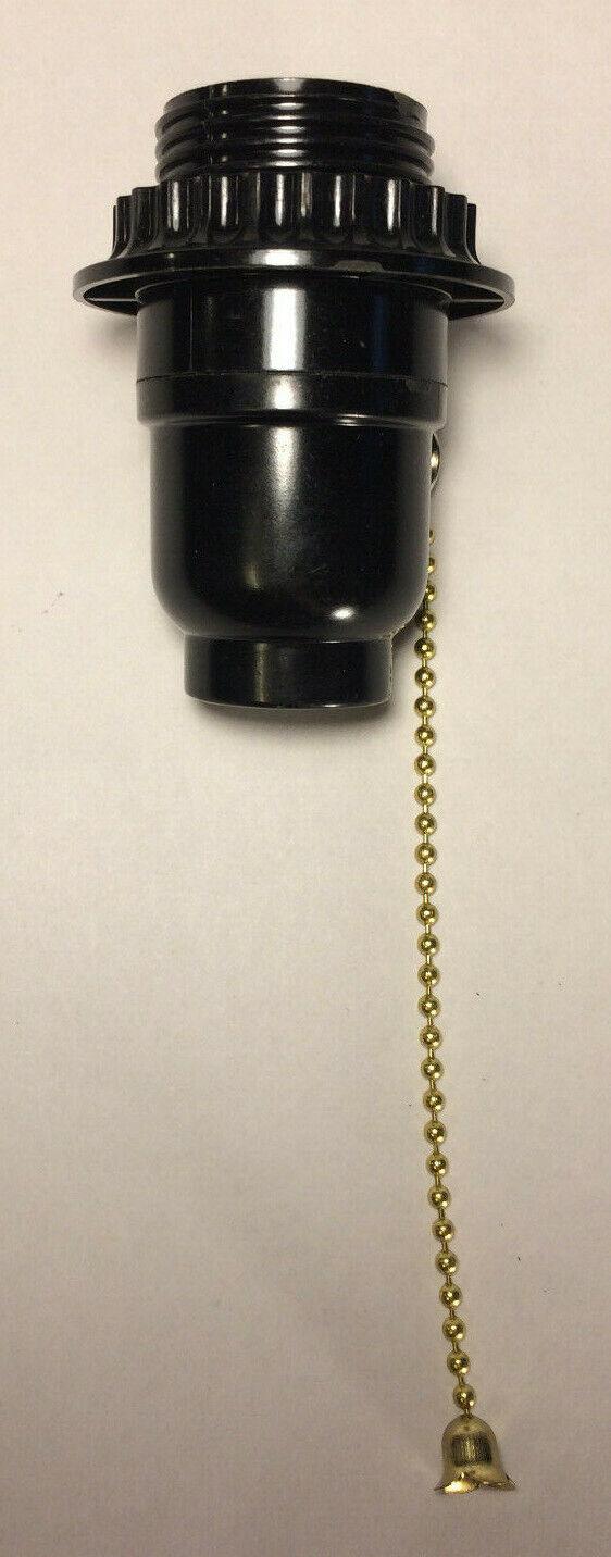 New Threaded Phenolic Bakelite Pull Chain Lamp Socket w/ Shade Ring, E26, #SO682 - Stone Door Lamps
