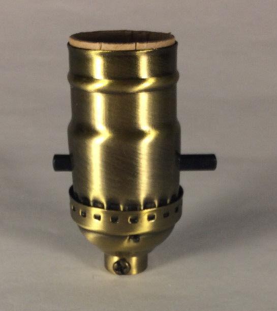 On/Off Function Antique Brass Push - Thru Lamp Socket Early Electric Style #SO281A - Stone Door Lamps