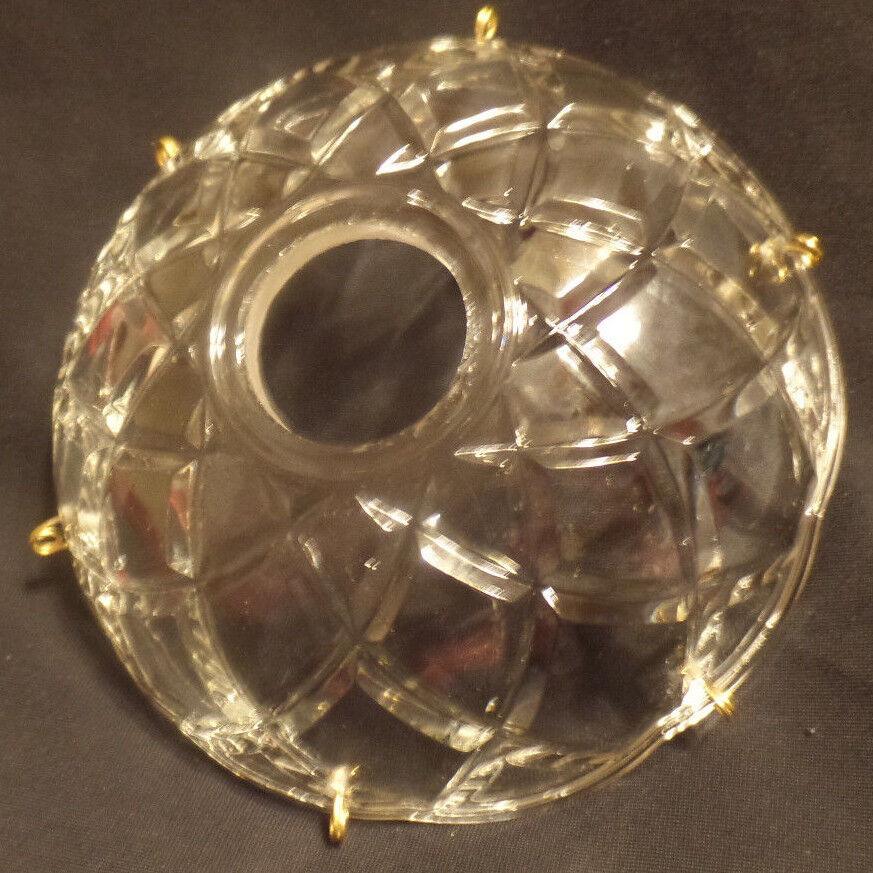 NEW 4" Pressed Glass Round Lamp Prism Chandelier Bobeche w/ 6 Brass Pins #BB906 - Stone Door Lamps