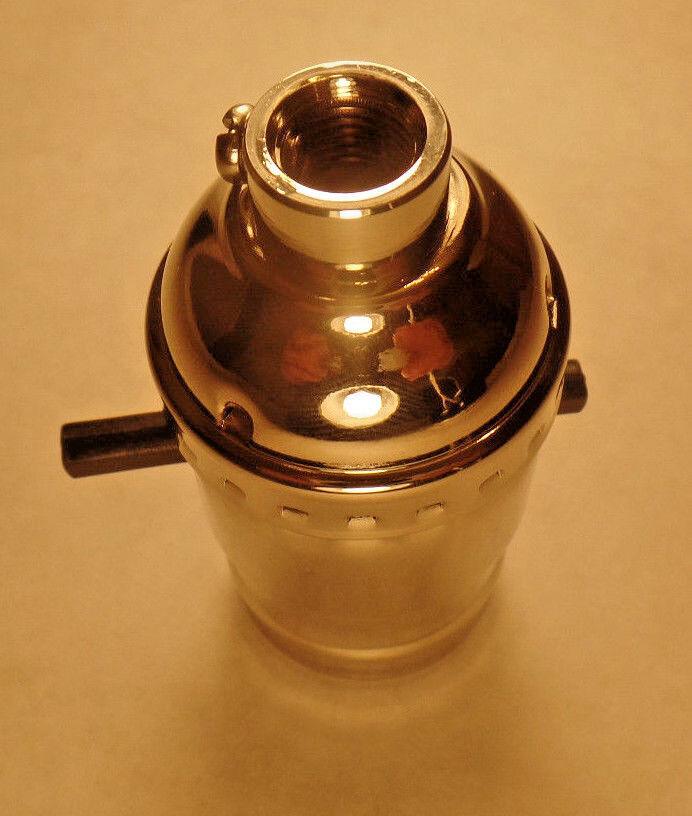On/Off Solid Brass Early Electric Style Push - Thru Nickel Plated Lamp Socket 281N - Stone Door Lamps