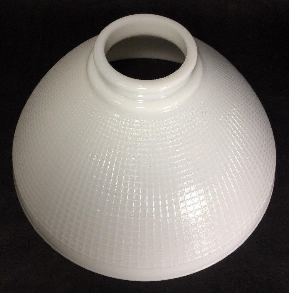 White Milk Glass 2 7/8" X 10 Floor Table Oil Lamp IES Reflector Waffle Shade 392 - Stone Door Lamps
