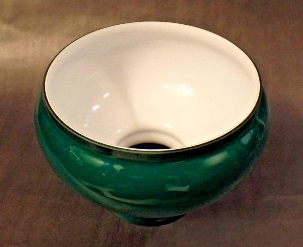 New 7" Cased Green Over Opal Plain Top Oil Student Table Glass Lamp Shade #7S637 - Stone Door Lamps