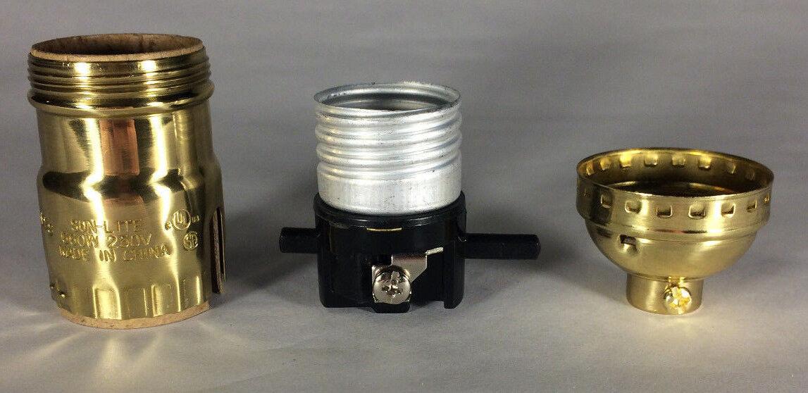 On/Off Function Solid Brass Early Electric Style Uno Push - Thru Lamp Socket #280 - Stone Door Lamps
