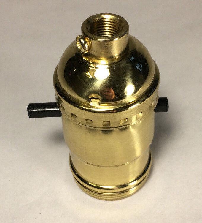 On/Off Function Solid Brass Early Electric Style Uno Push - Thru Lamp Socket #280 - Stone Door Lamps