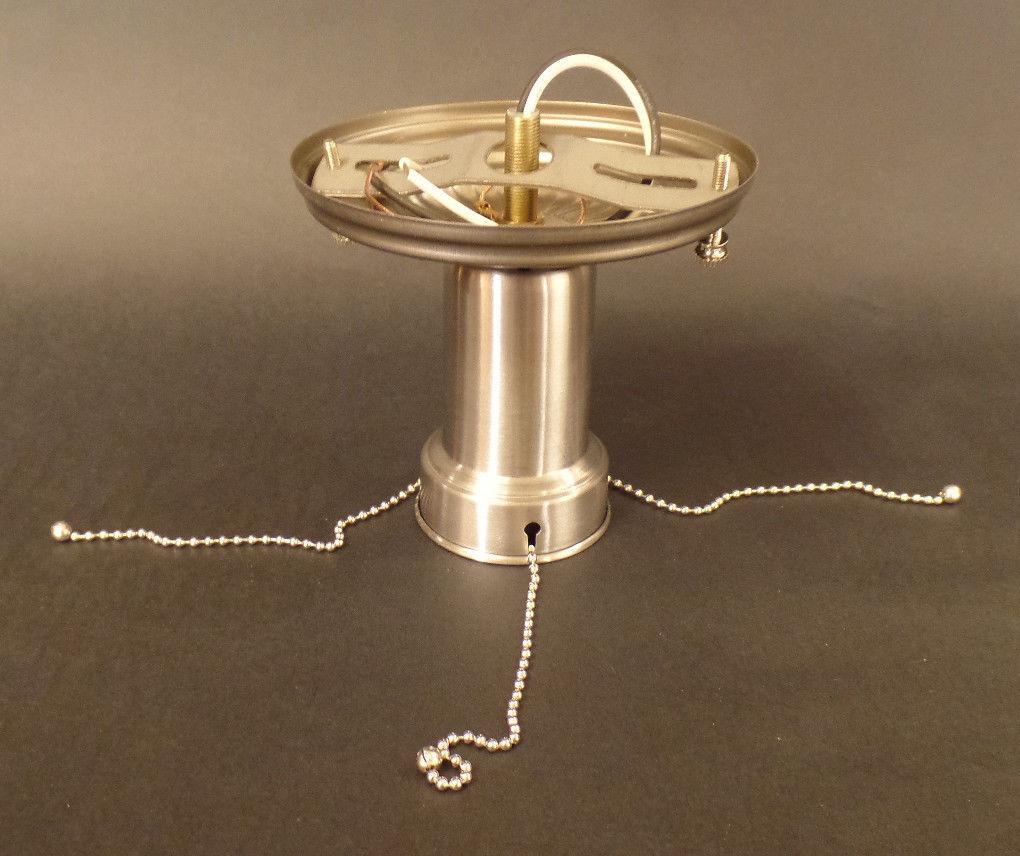 Steel Bead Chain Ceiling Light Fixture Hardware Set For 3 Hole Glass Shade #510S - Stone Door Lamps