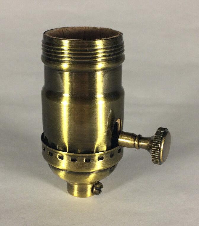 On/Off Uno Thread Antique Brass Industrial Style Turn Knob Lamp Socket #272A - Stone Door Lamps