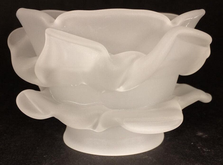 New Short Satin Crystal Glass Rose Petal Fixture Lamp Shade 2 1/4" Fitter #FS546 - Stone Door Lamps