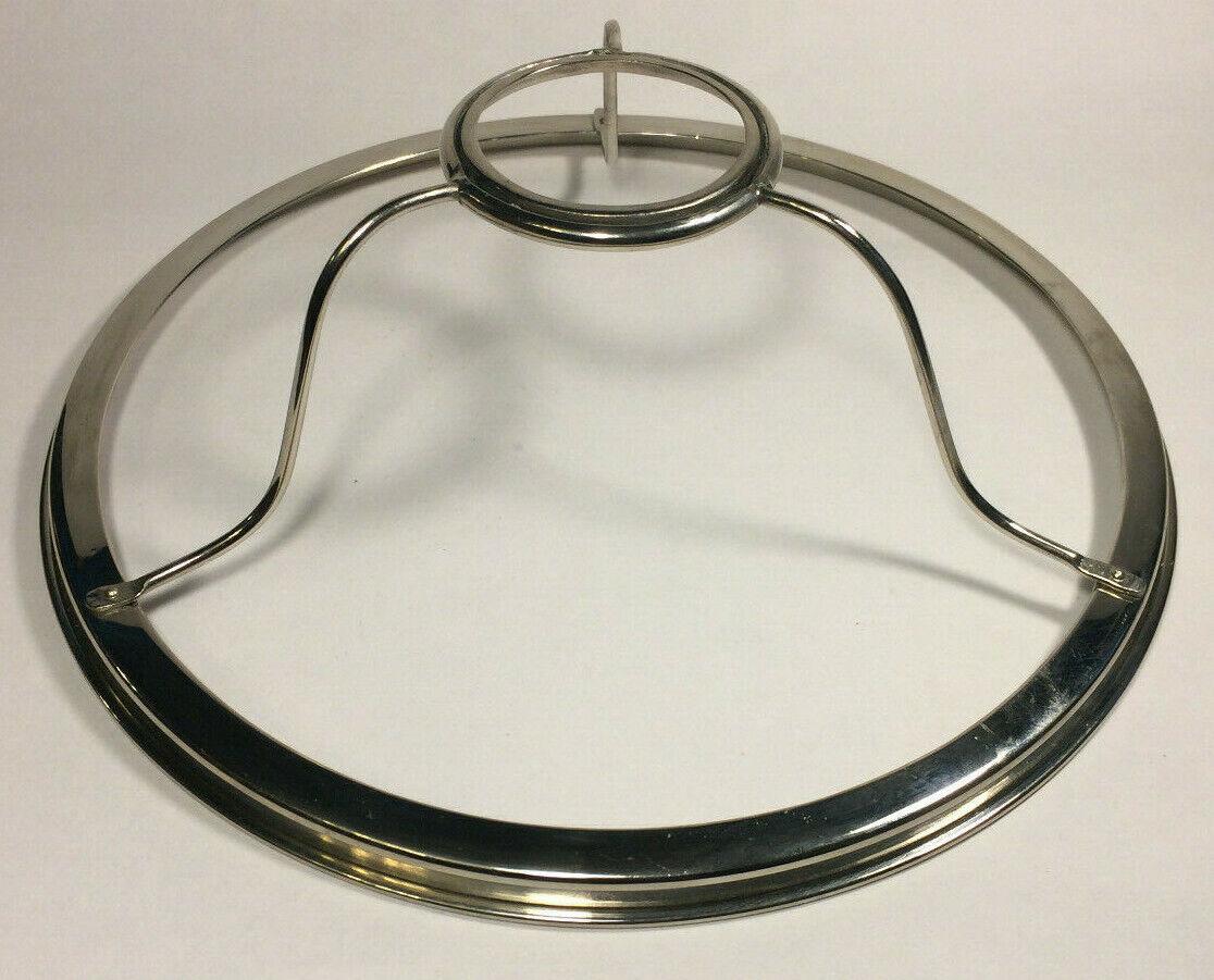 10" Solid Brass Under Burner Shade Ring Holder For Aladdin Burner, Nickel Plated - Stone Door Lamps