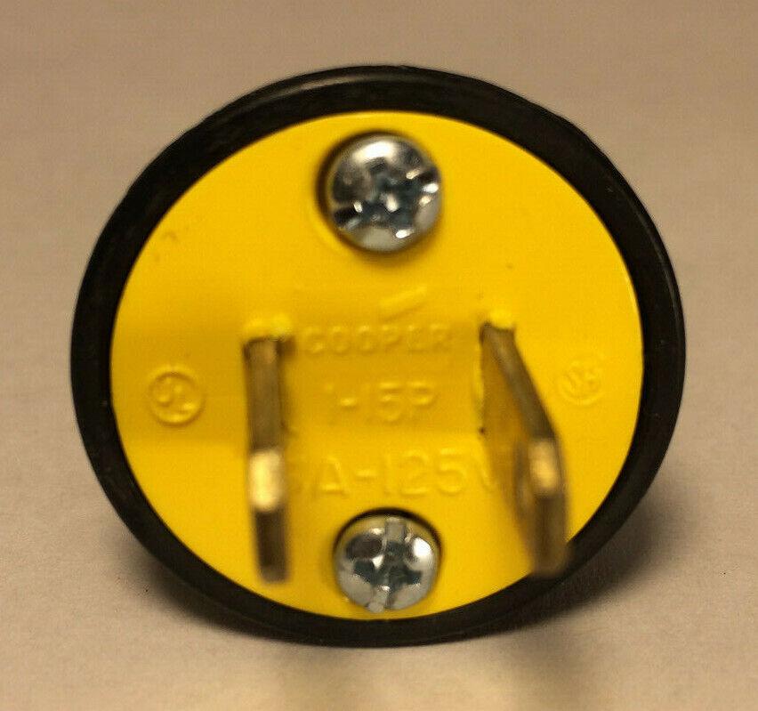 New Large Black Round Cord Plug For Large Round Wire, Cooper Brand #LP558 - Stone Door Lamps