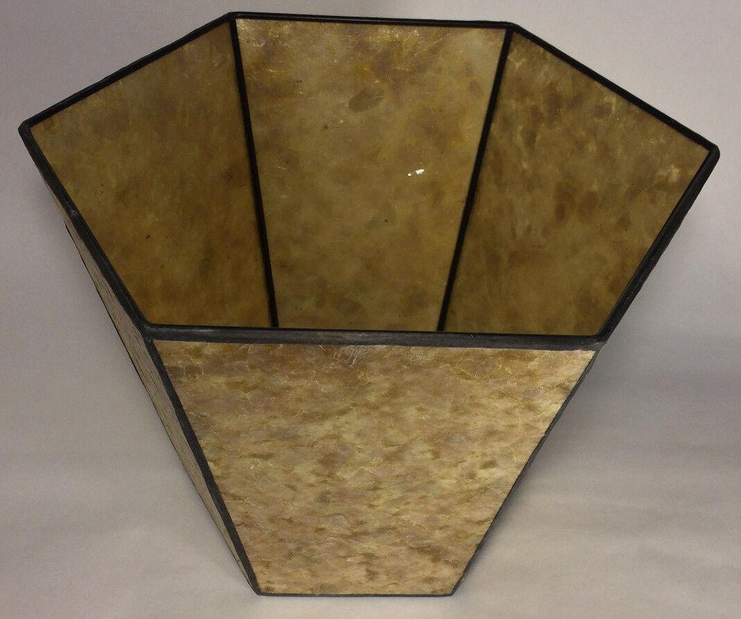 9" x 14" x 10" Golden Hexagon Style Mica Bridge Floor Lamp Shade #MS704GLD - Stone Door Lamps