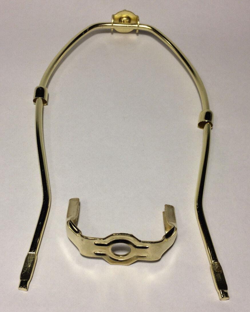 11 1/2" Brass Lamp Harp Shade Holder w/Base for Lamp Repair, Heavy Duty #HAR49 - Stone Door Lamps
