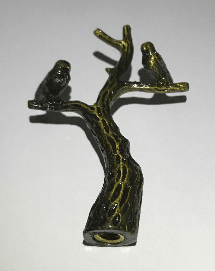 New 2 7/8" Cast Brass Tree Of Life Lamp Finial w/ Antique Finish, 1/4 - 27F Tap - Stone Door Lamps