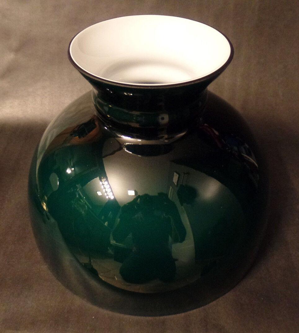 New 10" Cased Green Over Opal Plain Top Oil Student Table Glass Lamp Shade SH064 - Stone Door Lamps