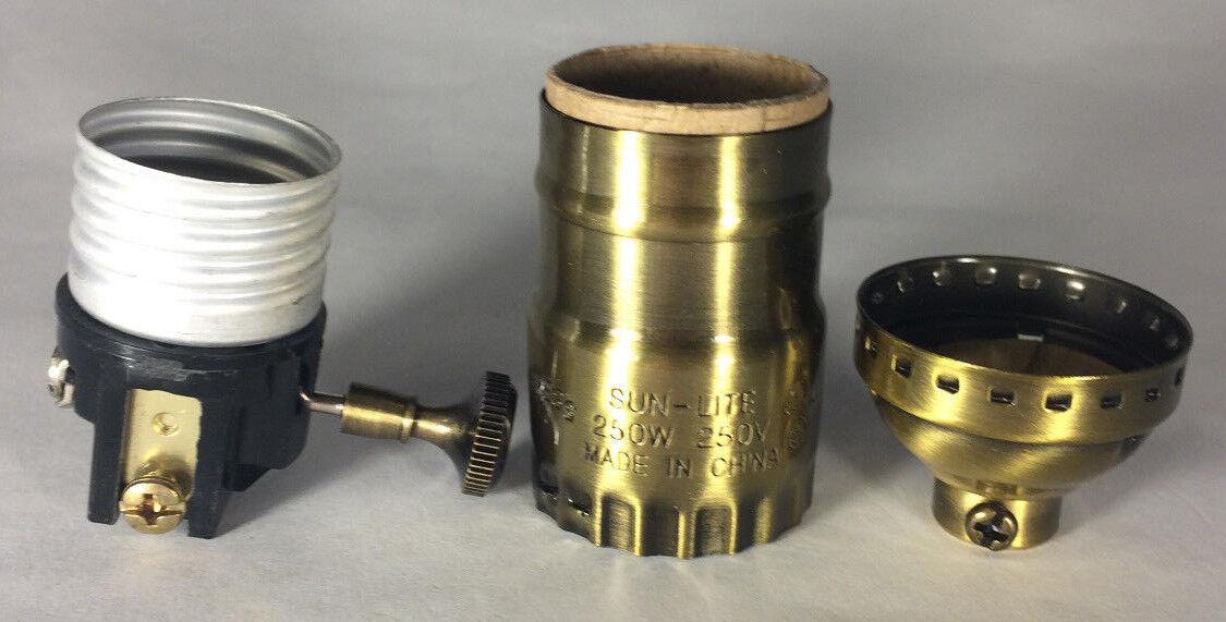 On/Off Function Antique Solid Brass Industrial Style Turn Knob Lamp Socket #274A - Stone Door Lamps