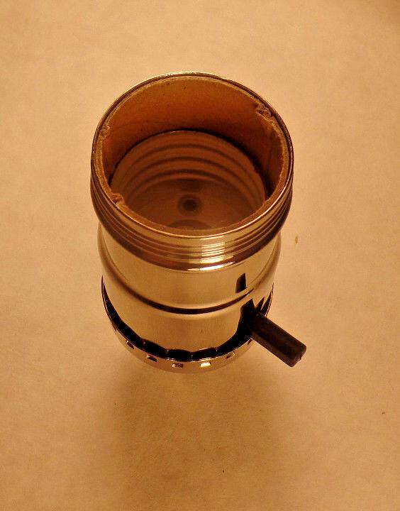 On/Off Solid Brass Early Electric Style Uno Push - Thru Nickel Lamp Socket #SO280N - Stone Door Lamps