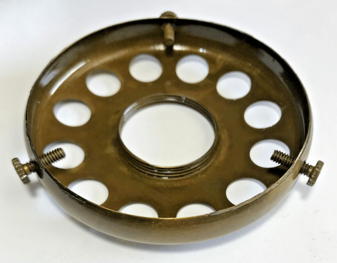 NEW 3 1/4" Fitter Screw - on Uno - type Shade Holder Antique Finish Brass #SH727A - Stone Door Lamps
