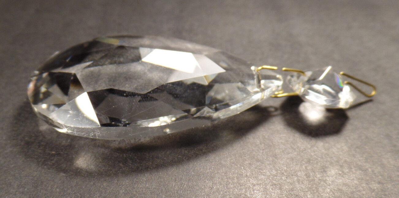 1 1/8" (28mm) Clear Glass Crystal Pendalogue Prism w/ Brass Pins Chandelier Lamp - Stone Door Lamps