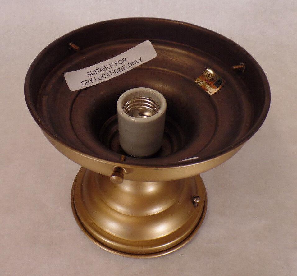 New 6" Shade Holder Antique Brass Finish School House Ceiling Light Fixture - Stone Door Lamps