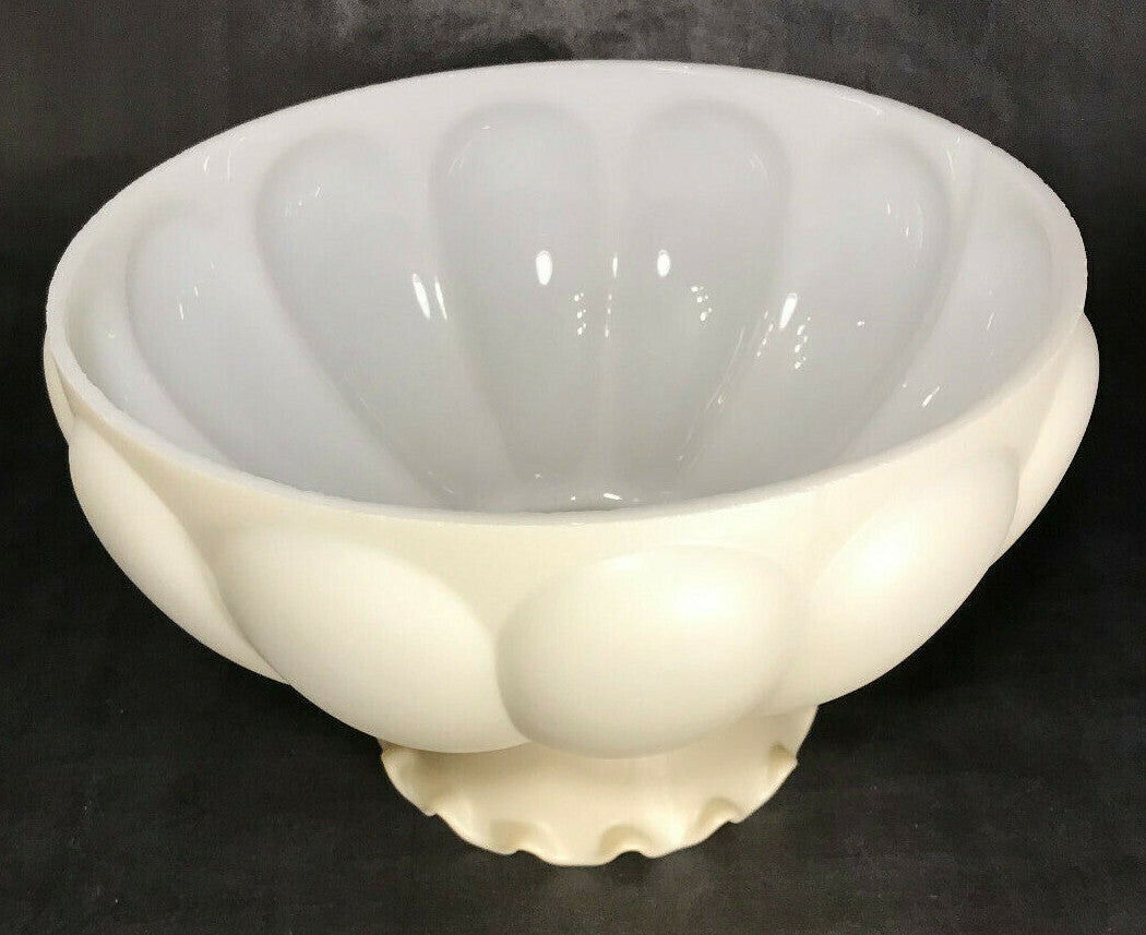 New 10" Melon Student Lamp Shade, Opal Glass Cream Painted Background, Crimp Top