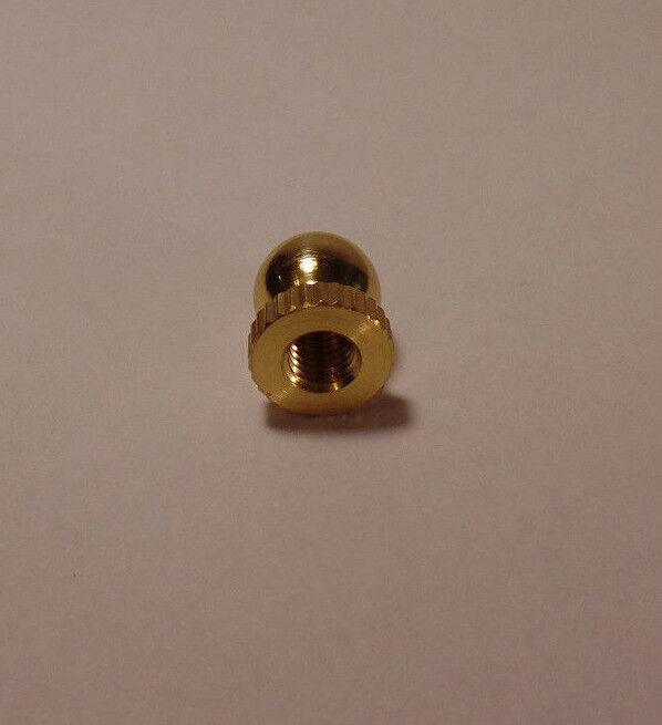 New Small Turned Brass Knob Finial For Standard Lamp Harps, 9/16" ht.,Burn. Laq. - Stone Door Lamps