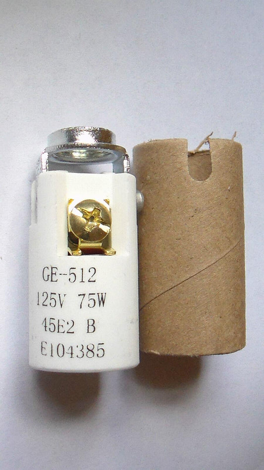 1 9/16" KEYLESS PORCELAIN CANDLE CANDELABRA BASE SOCKET w/ HICKEY & INSULATOR - Stone Door Lamps