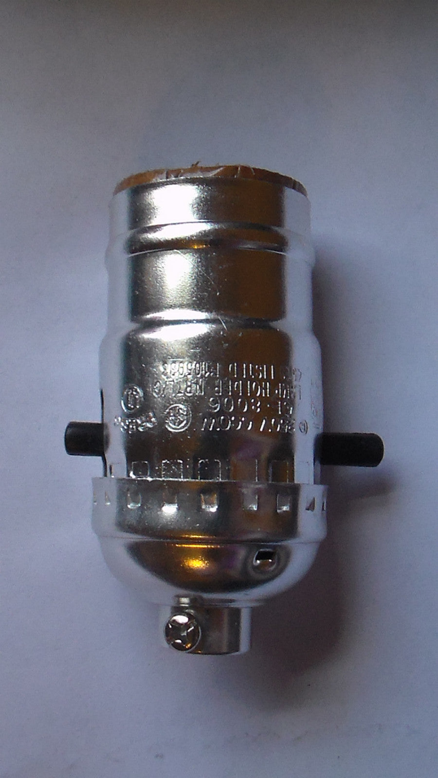 Push Thru Lamp Socket for standard size Light Bulbs Nickel Plated Shell Side Cap