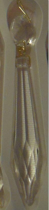 NEW 3" (76mm) LONG CLEAR CRYSTAL U - DROP PRISM WITH BRASS PINS, SOLD INDIVIDUALLY - Stone Door Lamps