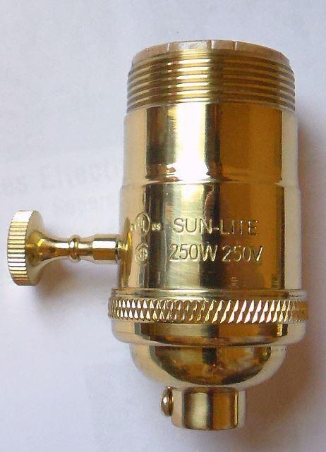 Solid Turned Brass INDUSTRIAL Look 3 - Way Heavy Duty Lamp Light Socket #SO240 - Stone Door Lamps