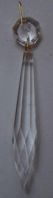 NEW 3" (76mm) LONG CLEAR CRYSTAL U - DROP PRISM WITH BRASS PINS, SOLD INDIVIDUALLY - Stone Door Lamps