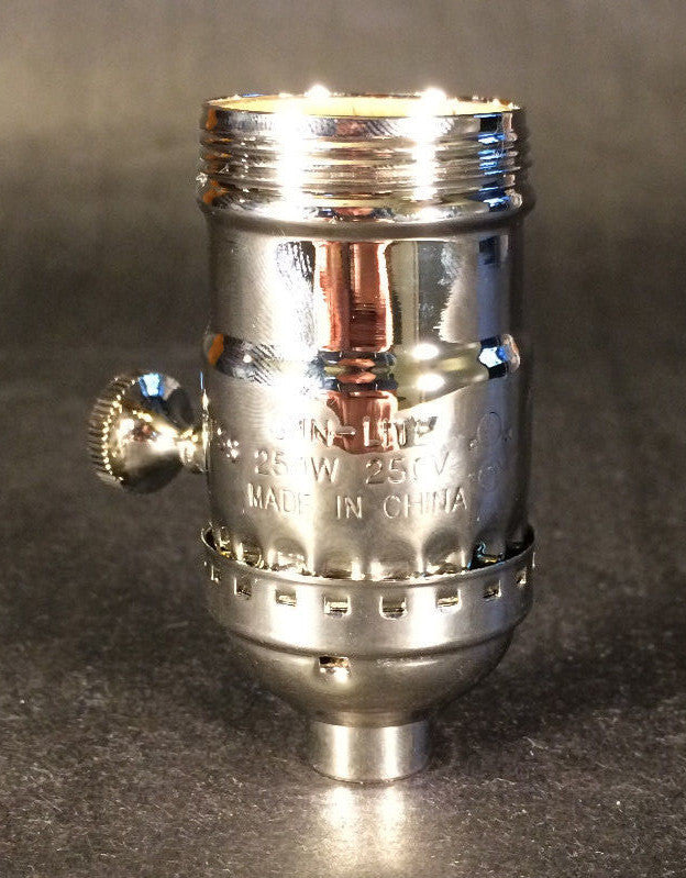 3-way Uno Thread Brass Early Electric Industrial Style Lamp Socket Nickel finish