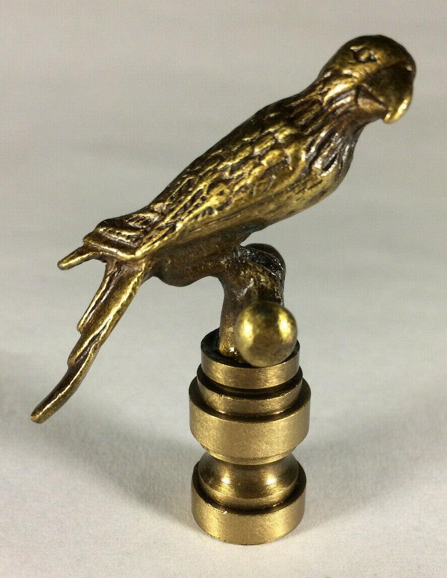 New 2 1/4" Zinc Die Cast Parrot Lamp Harp Finial, Antique Brass Finish #LF165A - Stone Door Lamps