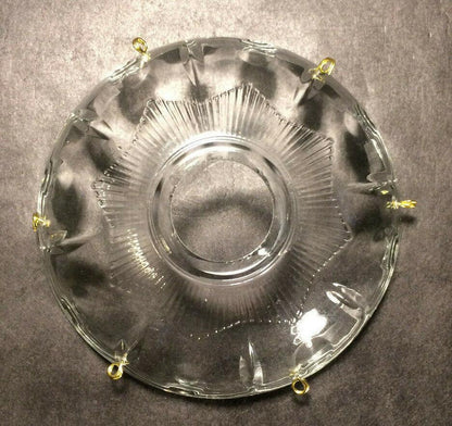 NEW 4" Pressed Glass Round Lamp Prism Chandelier Bobeche w/ 6 Brass Pins #BB922 - Stone Door Lamps