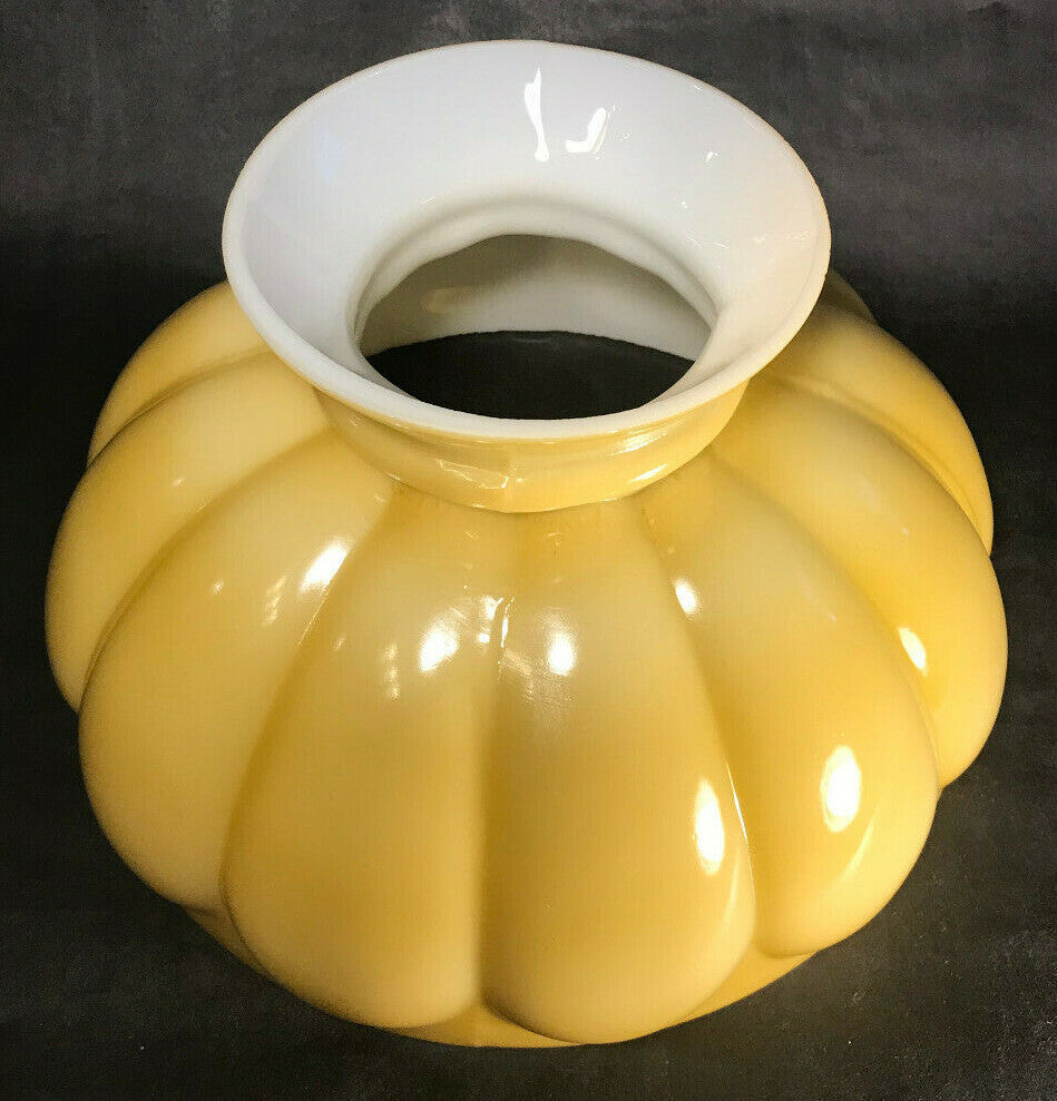 New Melon Student Lamp Shade, Opal Glass, Buff Nu-Gold Tint, 10" Fitter #SH530G