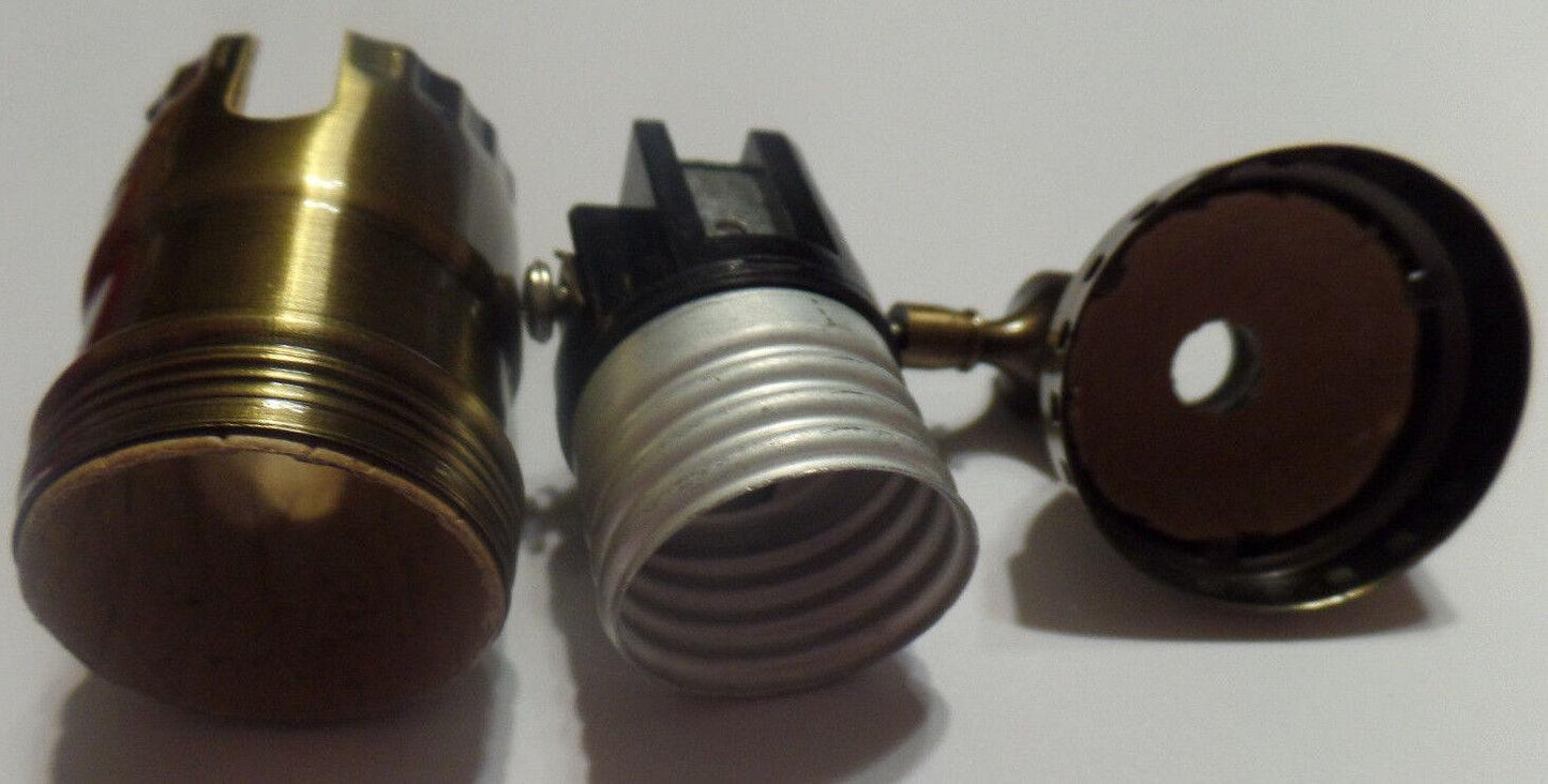 3 - way Uno Thread Antique Brass Early Electric Industrial Style Lamp Socket 270A - Stone Door Lamps