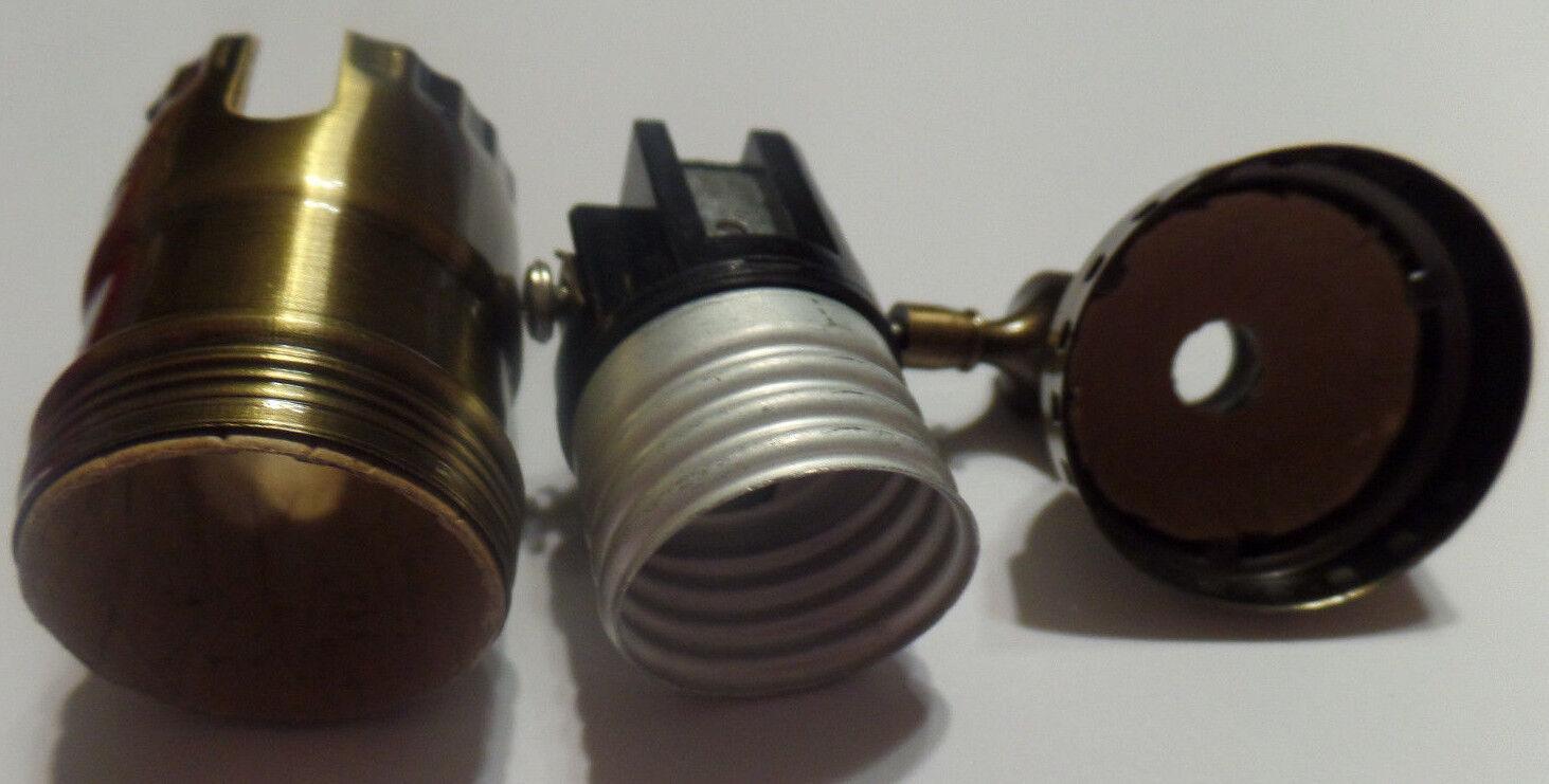 3 - way Uno Thread Antique Brass Early Electric Industrial Style Lamp Socket 270A - Stone Door Lamps