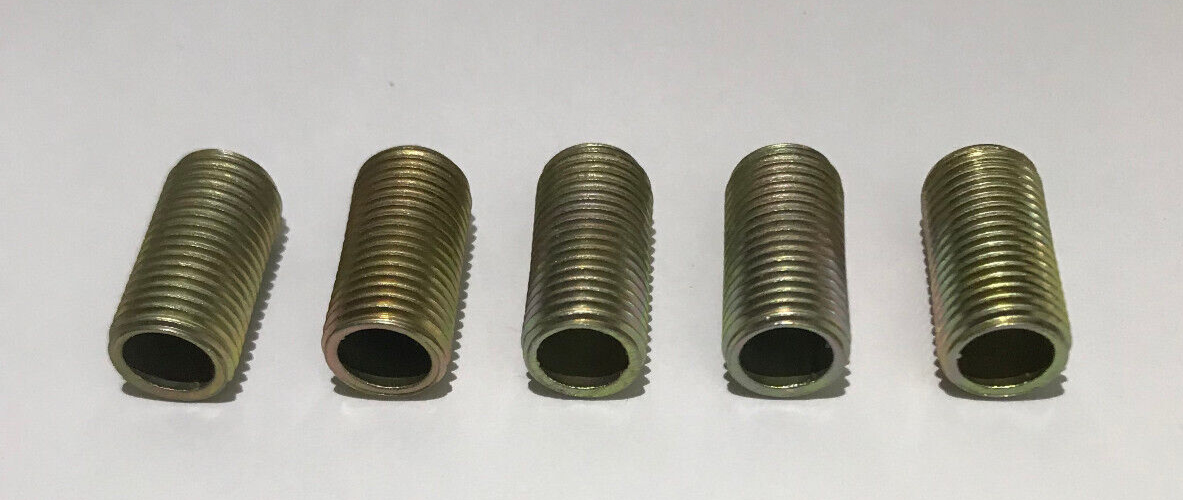 Lot Of 5, 1.5" Long , 1/4 IP Zinc Plated Steel Seamless Lamp Nipples, 1/2" O.D.