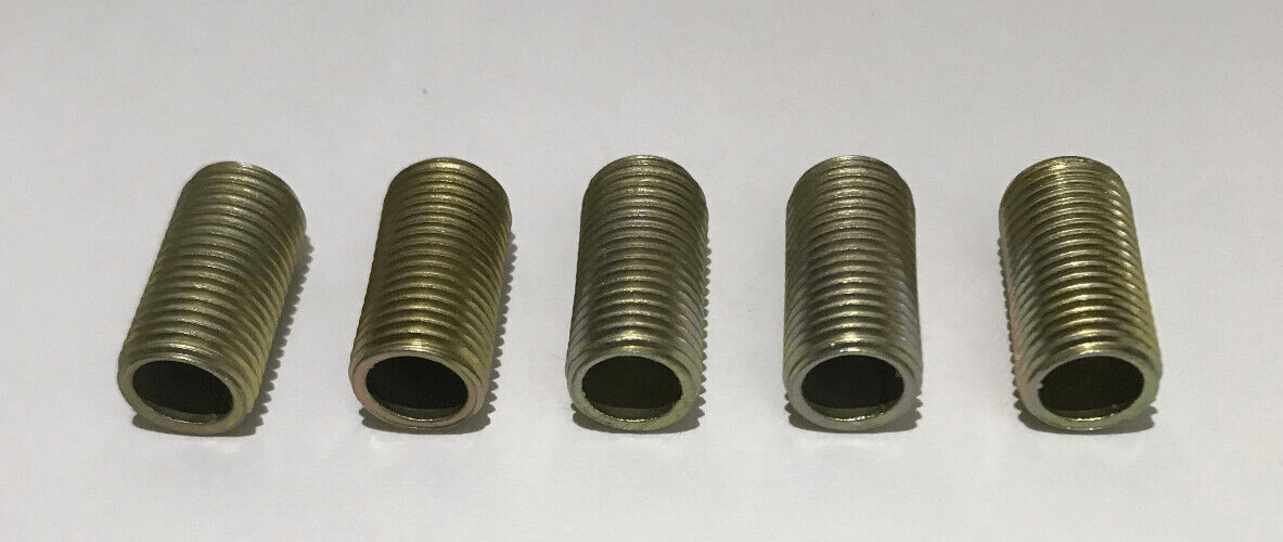 Lot Of 5, 3/4" Long , 1/4 IP Zinc Plated Steel Seamless Lamp Nipples, 1/2" O.D. - Stone Door Lamps