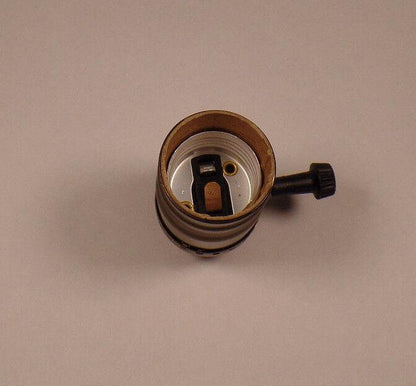 New 3 - Way Antique Brass Finish Medium Base Turn Knob Lamp Socket SO346A - Stone Door Lamps