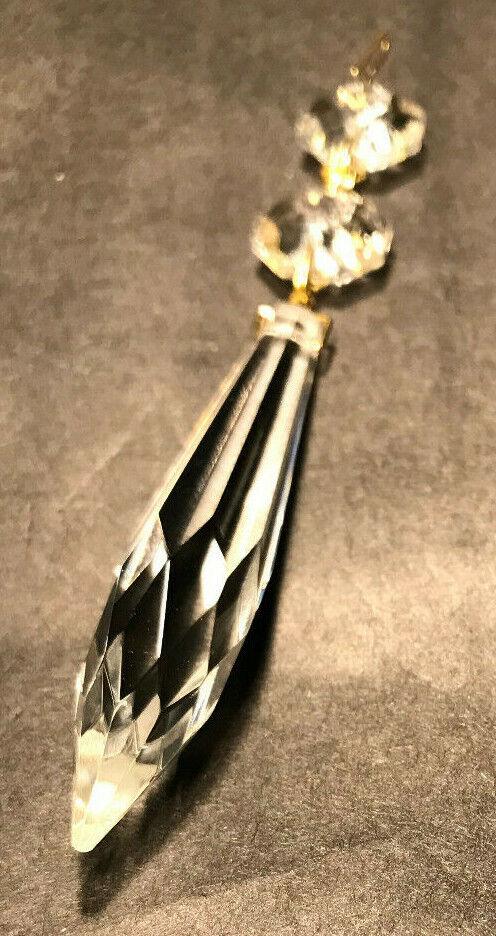 New 3" (5 1/4" Overall Length) Clear Crystal U - Drop Prism With 2 Beads Brass Pin - Stone Door Lamps