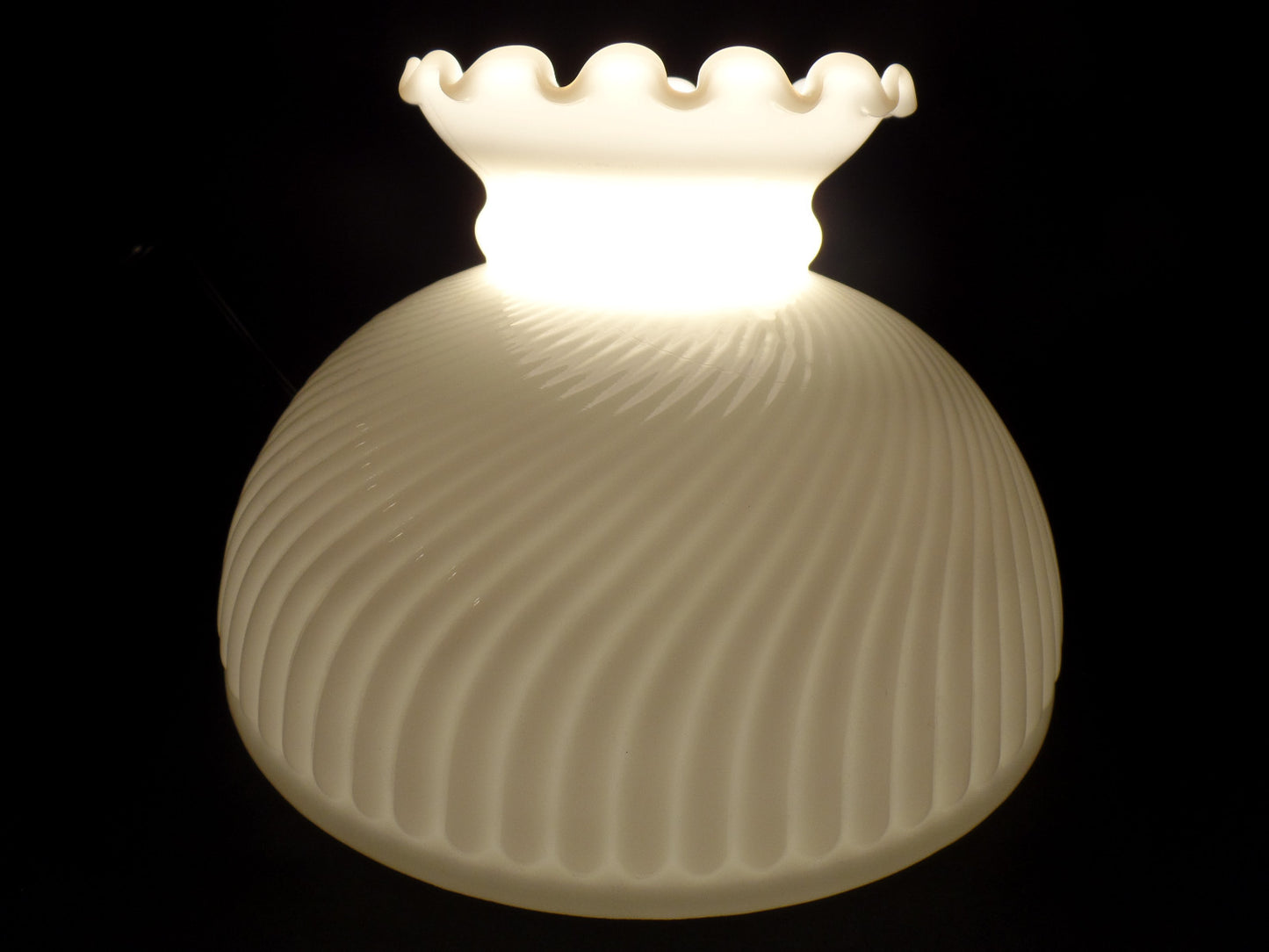New 10" Glass Opal White Rib Swirl Crimp Top Student Lamp Shade USA Made #SH011