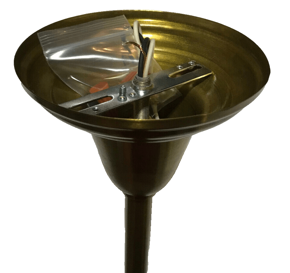 New Brass Pendant Fixture W/ 6" Shade Holder, Antique Brass Finish, 27" Drop Max - Stone Door Lamps