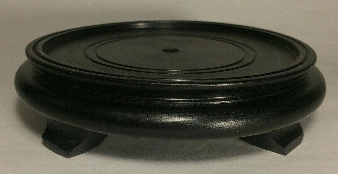 New 6" Footed Oriental Wooden Lamp Base w/ Waxed Black Finish 1/8 IP Slip WB256B - Stone Door Lamps