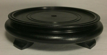 New 6" Footed Oriental Wooden Lamp Base w/ Waxed Black Finish 1/8 IP Slip WB256B - Stone Door Lamps